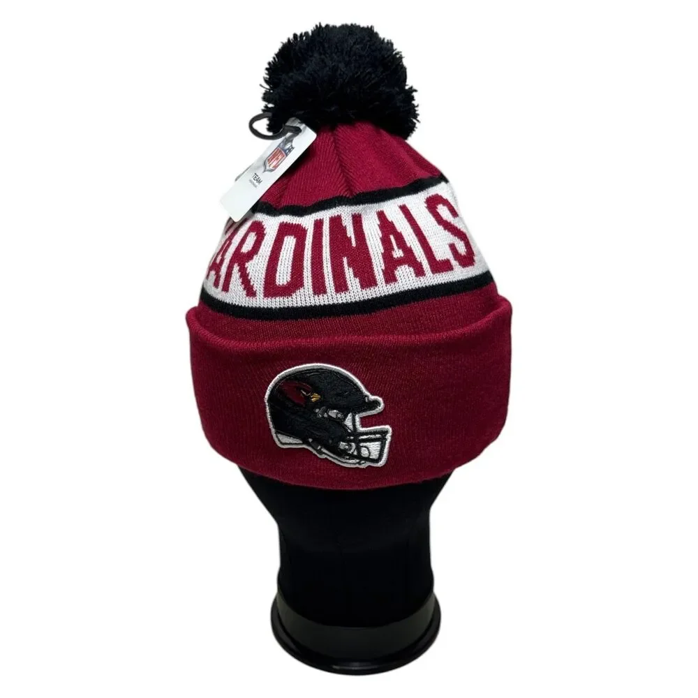 Arizona Cardinals NFL Mens Logo Repeat Cuffed Knit Pom Beanie Hat Red Black OSFM